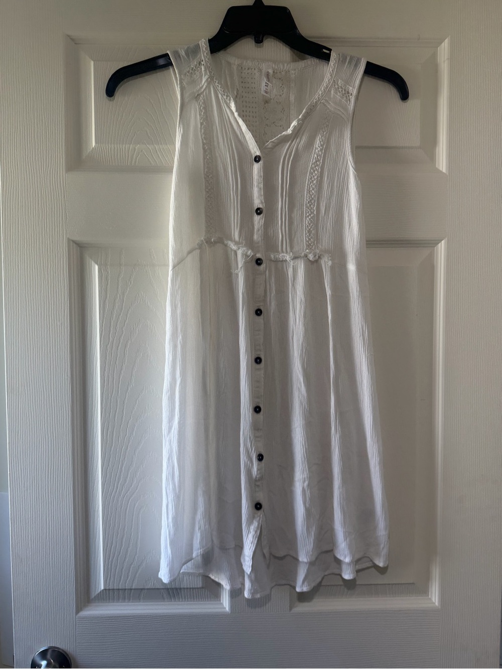 Xhilaration White Sleeveless Button-Front Mini Dress